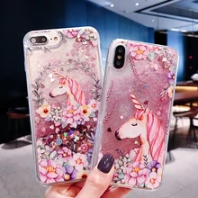 Единорог жидкий силиконовый зыбучий песок чехол для HUAWEI P smart 2019