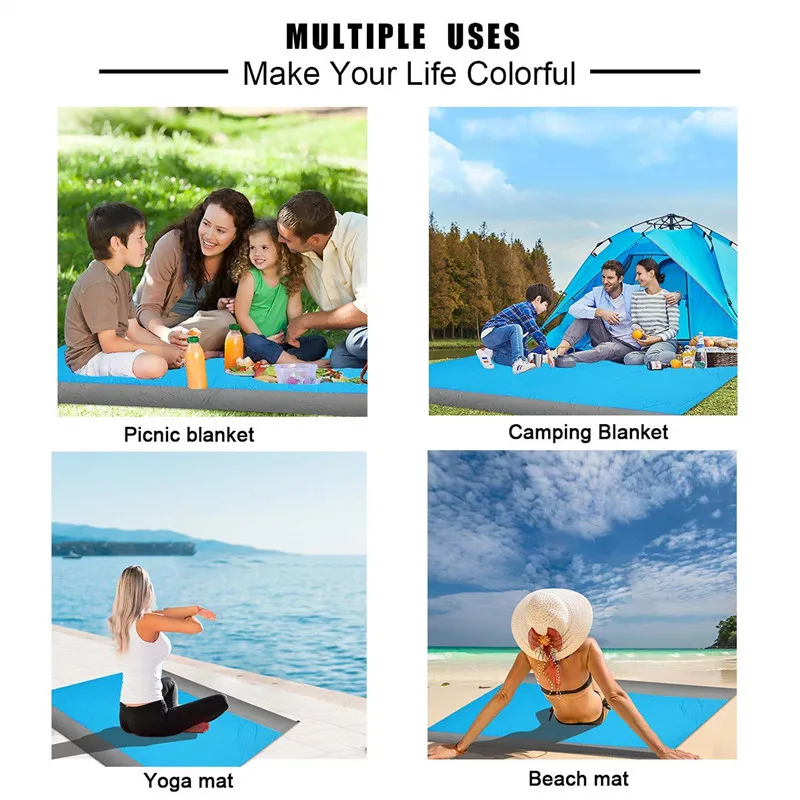 Picnic Blanket Foldable Sand Free Beach Mat Outdoor Picnic Blanket Rug Sandless Mattress Pad Portable Folding Camping Mat Travel