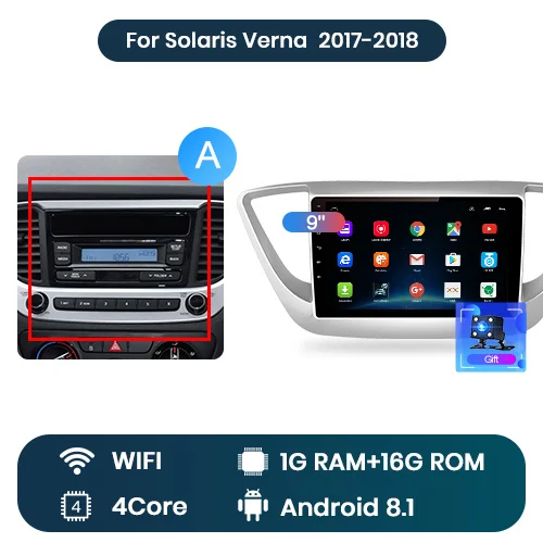 Junsun 2 г+ 32 Android 8,1 4 автомобиля радио мультимедиа видео плеер gps навигации для hyundai Verna din головное устройство нет dvd - Цвет: WIFI (1GB 16GB) A