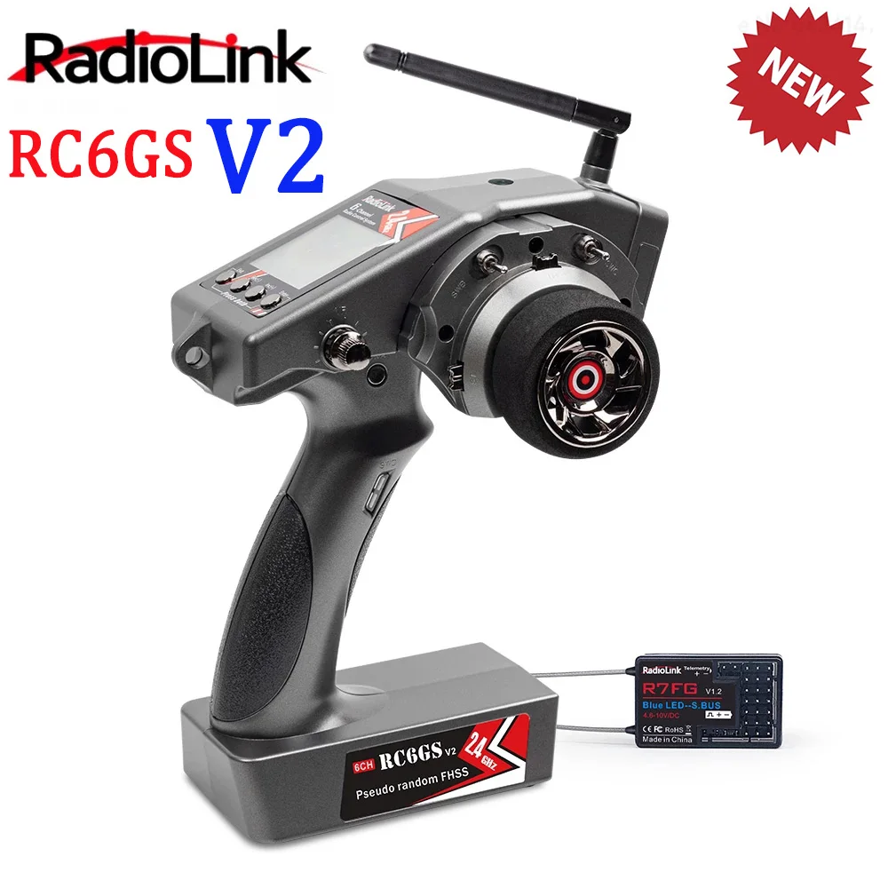 Радиопередатчик Radiolink RC6GS V2 2 4G 6 каналов с R7FG приемником гироскопом Телеметрия