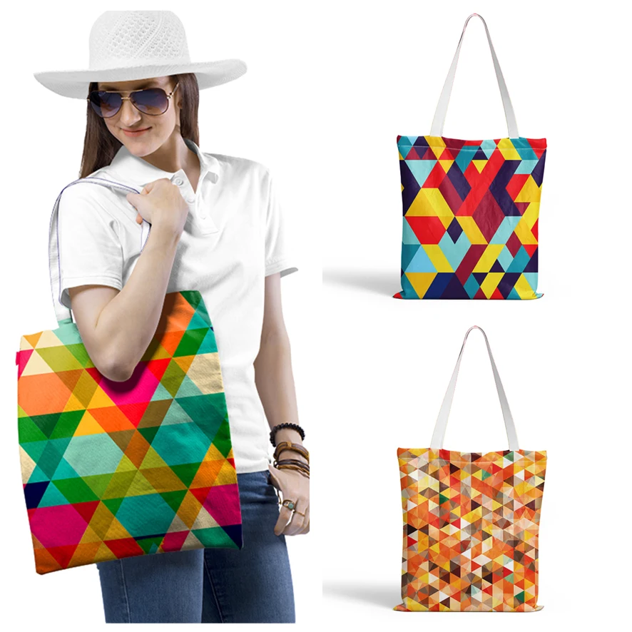

Colorful 3D Pattern Ladies Canvas Tote Bag Girl Fashion Travel Student School Bag Eco-Friendly High Capacity Women's Shopper Bag