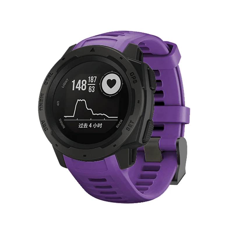 22 мм спортивные часы силиконовый ремешок для Garmin Instinct AIC88 - Цвет ремешка: Фиолетовый