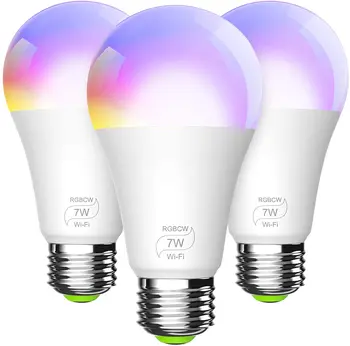 

Smart Light Bulb E27 RGBCW WiFi, Compatible with Alexa, Google Home and IFTTT (No Hub Required) 7W (60w Equivalent) 3 Pack