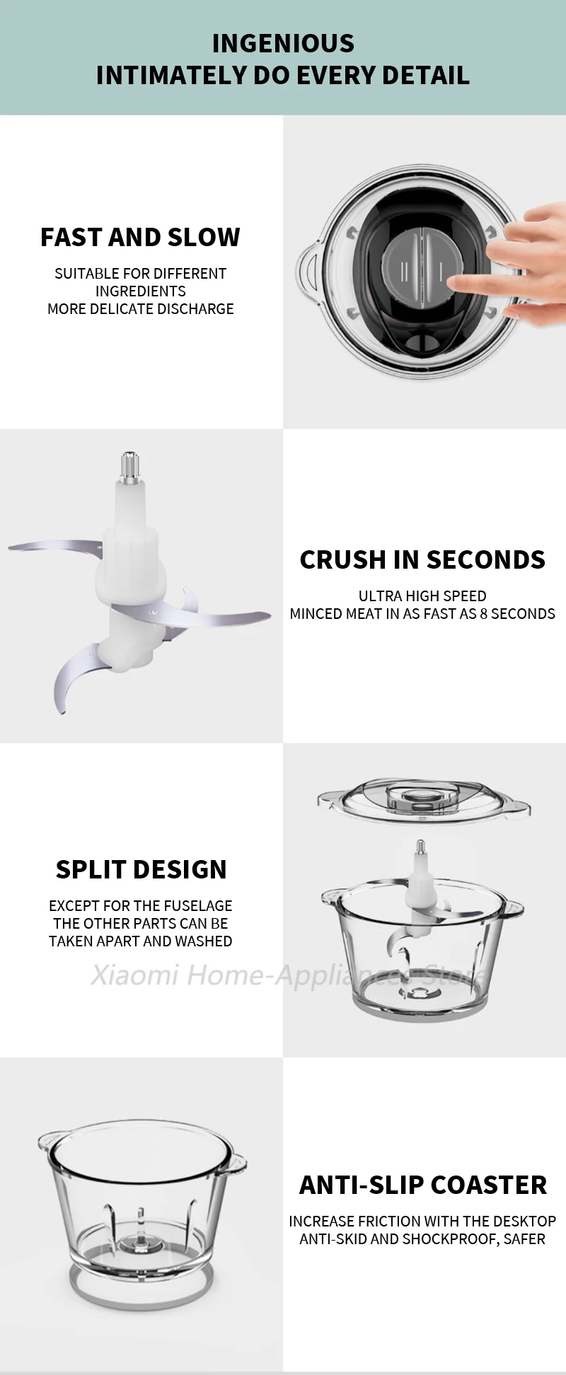 Xiaomi youpin Liven Multifunctional Electric Meat Grinder description image 12
