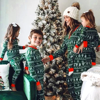 2022 Green Christmas Pajamas Family Matching Set