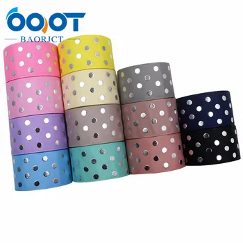 

OOOT BAORJCT I-191221-2804,10yards 38mm,Colorful Dot hot silver grosgrain Ribbons,DIY Hair Bow Wedding Festival Party Decoration
