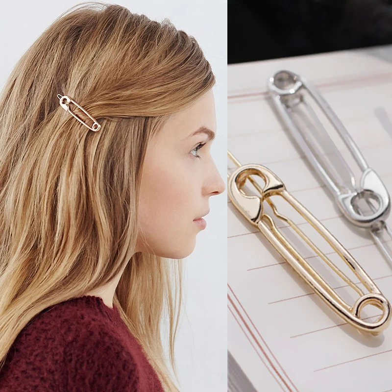Creative Paper Clip Trendy Metal Hair Clip Unique Personalized Hair Accessories Solid Hairpins Headwear Hair Grips For Womens