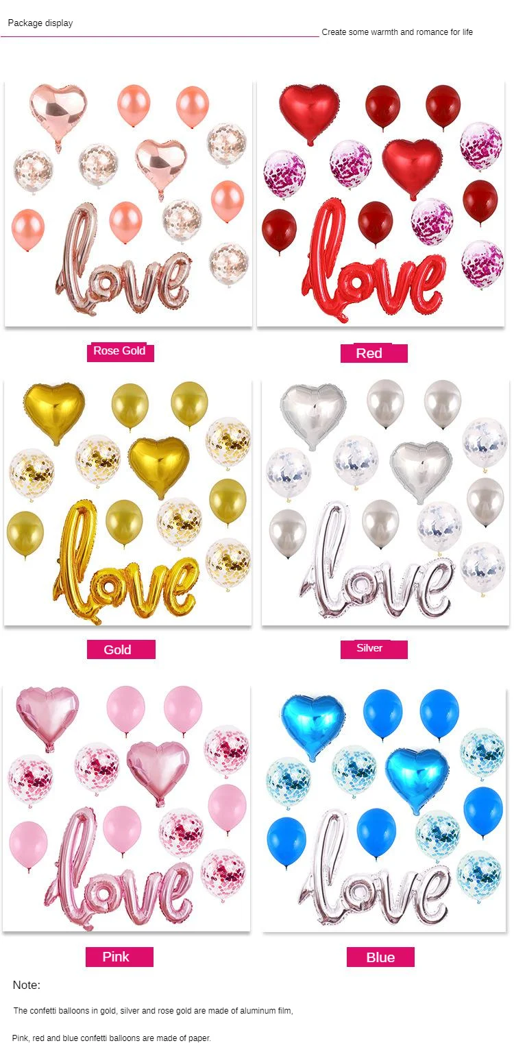 Large Size One-piece LOVE Confession Aluminum Film Balloon Valentine's Day Wedding Decorative Marriage House Decoration 12-Inch