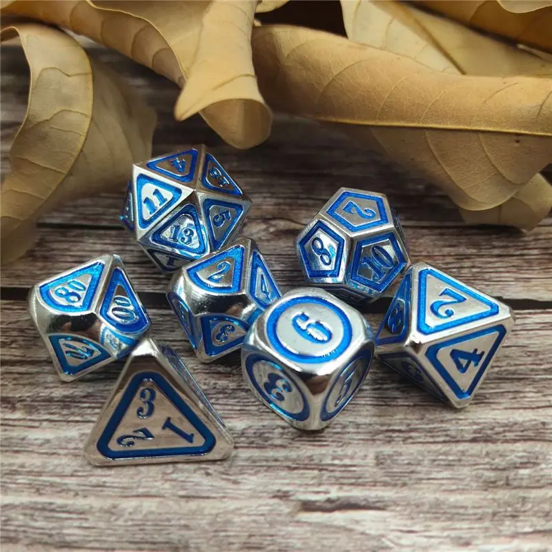 Новые металлические кости 7 шт./компл. игральные Настольная игра игрушка D4 D6 D8 D10 D12