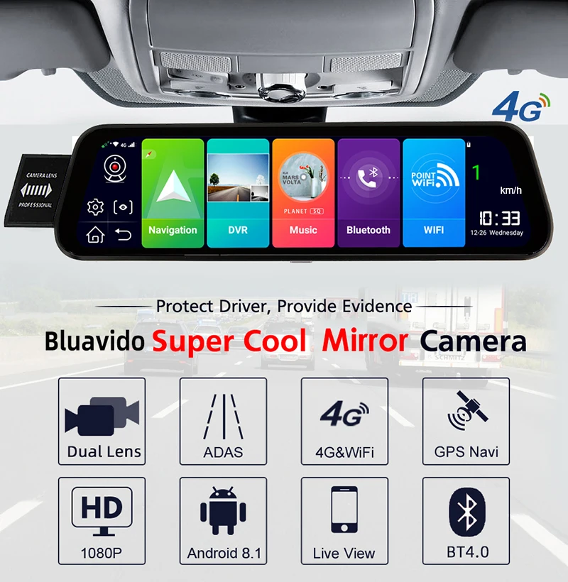 Ceny Bluavido 4G ADAS Android DVR 7 \