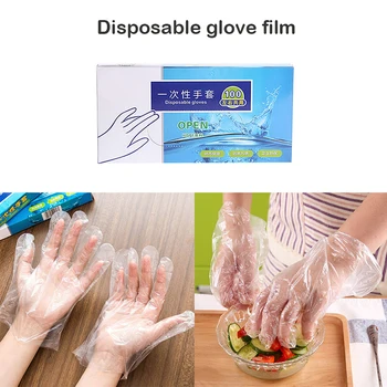 

100/200pcs Plastic Material Disposable Gloves Restaurant Home Catering Service Hygiene Dining Room Kitchen Cleaning Accessories