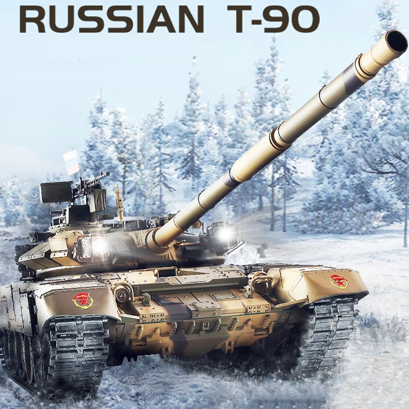 Remote Control T90 Tank Chariot Metal Tracked Main Battle Electric Launchable Military Model High-tech Off-road Chariot Toy 2