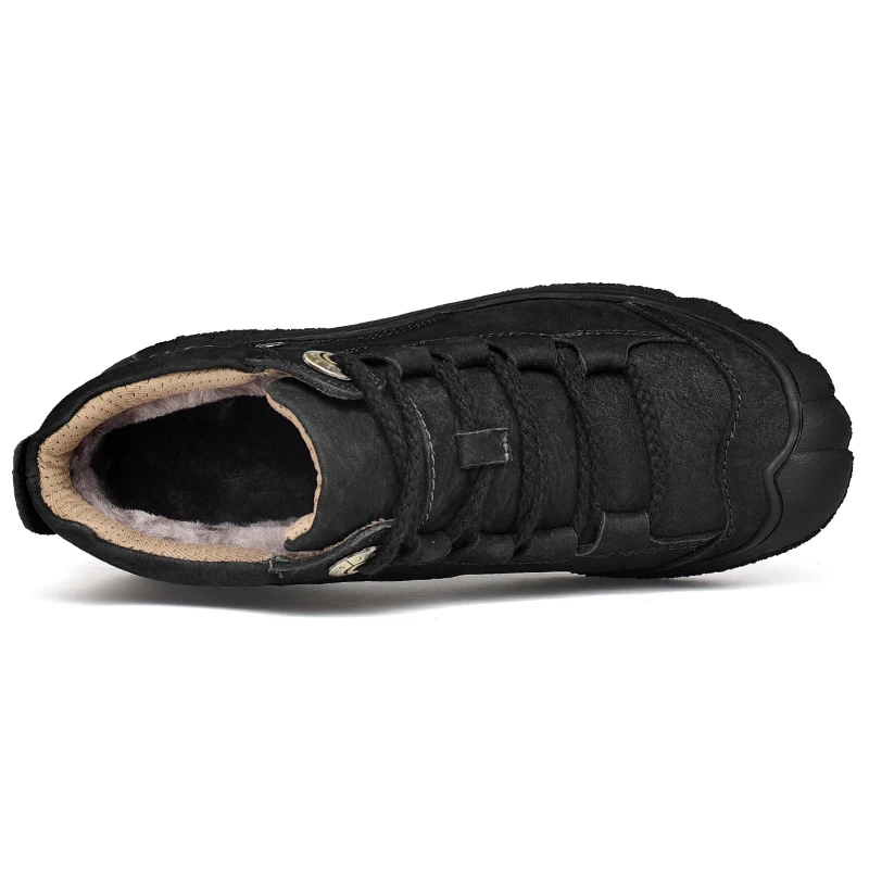 Высококачественные мужские ботинки из натуральной кожи; теплые плюшевые зимние ботинки на меху; Мужская водонепроницаемая Уличная обувь размера плюс; Зимние ботильоны