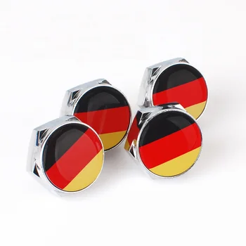 

4 Pcs/set Chrome Metal Germany Flag Logo Anti-theft Car License Plate Bolts Frame Screws