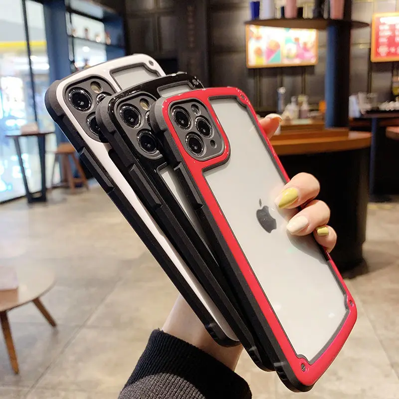 

3 in 1 Hybrid Clear Crystal Anti-scratch Acrylic TPU PC Mobile Phone Case for iPhone 11 x 9 8 7 6 s Transparent Popular Khush