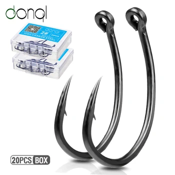 

DONQL 20pcs/ Box Barbed Curve Fishing Hooks Set Circle Fishhook Coating Fly Fishing Carp Hook For Fish Sea Accessories