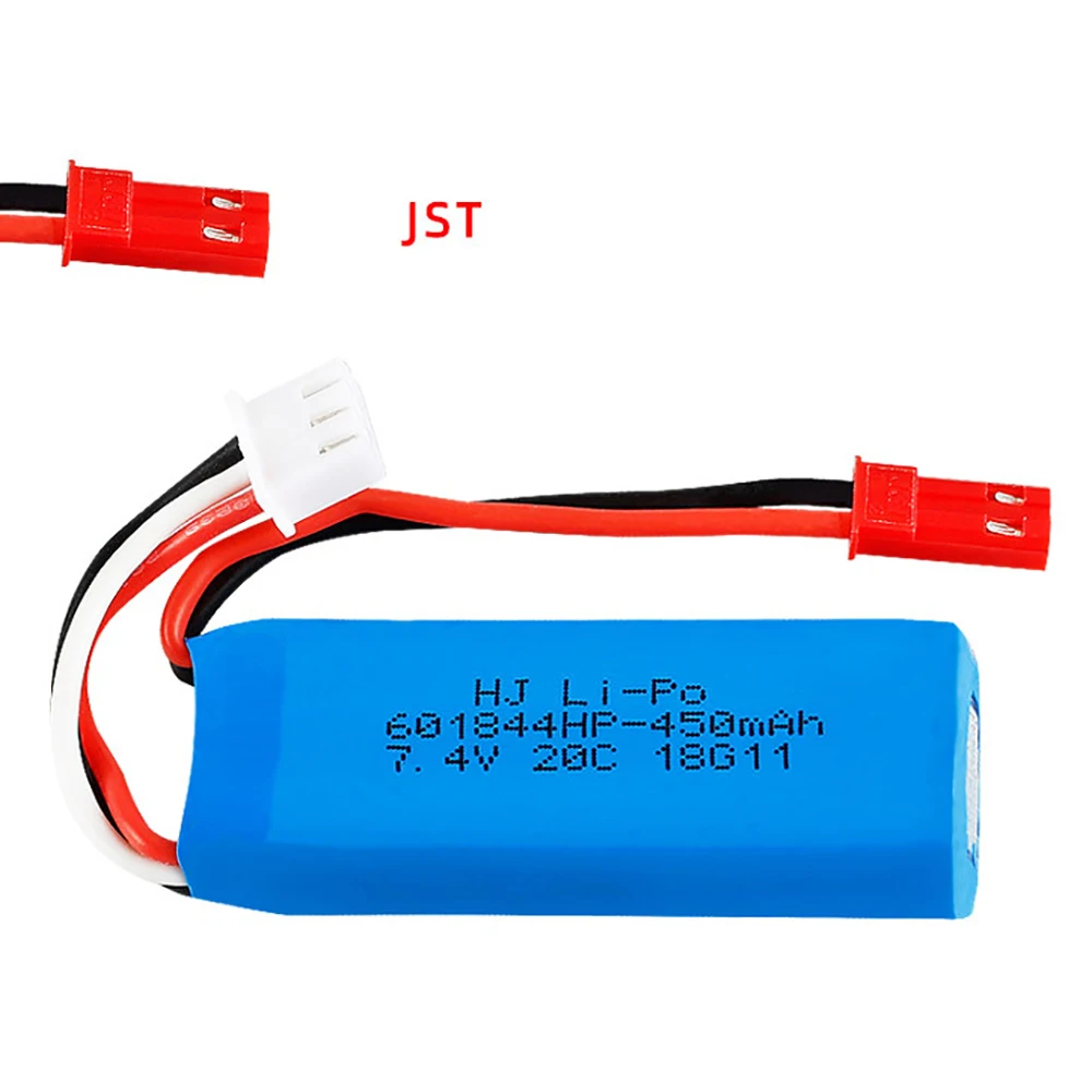 Lot de 2 batteries Lipo 7.4V 450mAh 20C et chargeur d'équilibre pour WLtoys K969 K989 K999 P929 P939