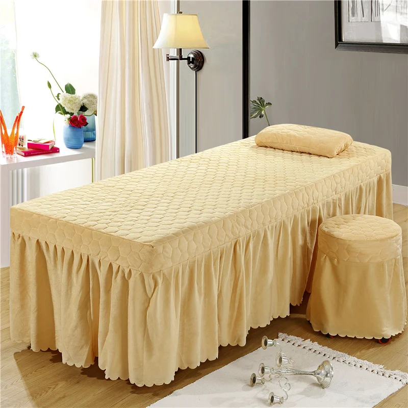 1PC Soft Beauty Salon Bed Skirt Crystal Velvet Solid Color Bed Spread for Hairdresser Esthetic Salon 80*190cm Custom size#a - Цвет: -LY-05-tuo