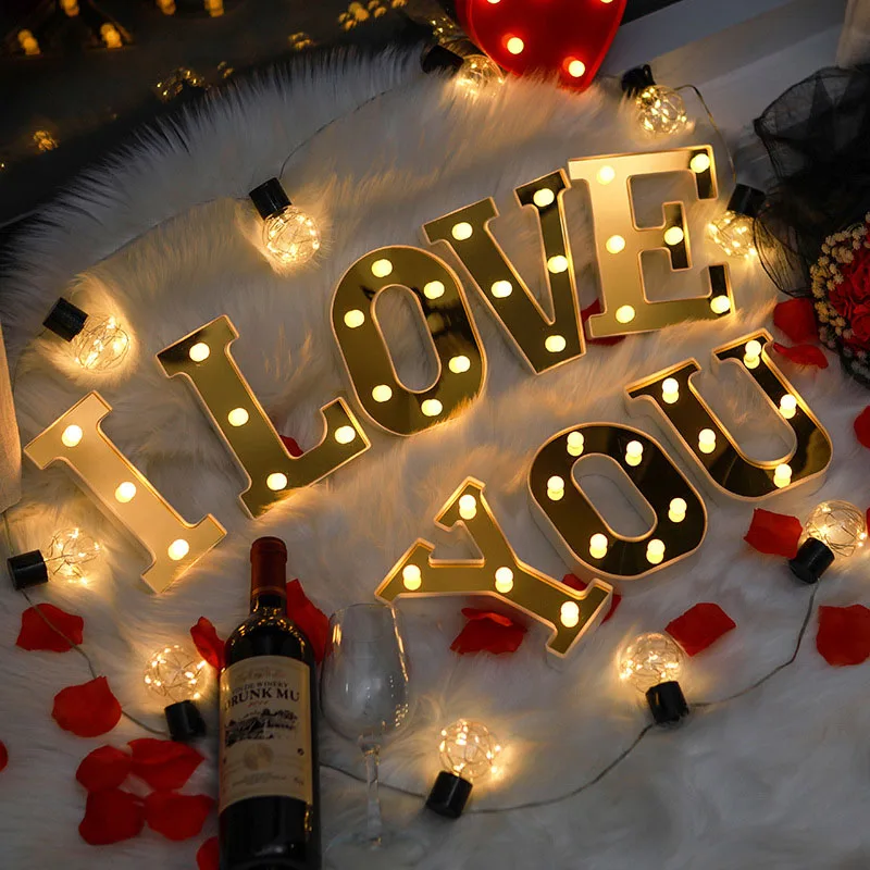 26 Letters Alphabet Neon Night Light Battery LED For Home Party Wedding Bedroom Decor Valentine Christmas Gift Girlfriend | Освещение