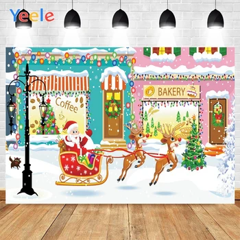 

Yeele Cartoon Marry Christmas Photography Background Decoration Tree Sleigh Backdrop Decor Photocall Backdrop Photo Studio