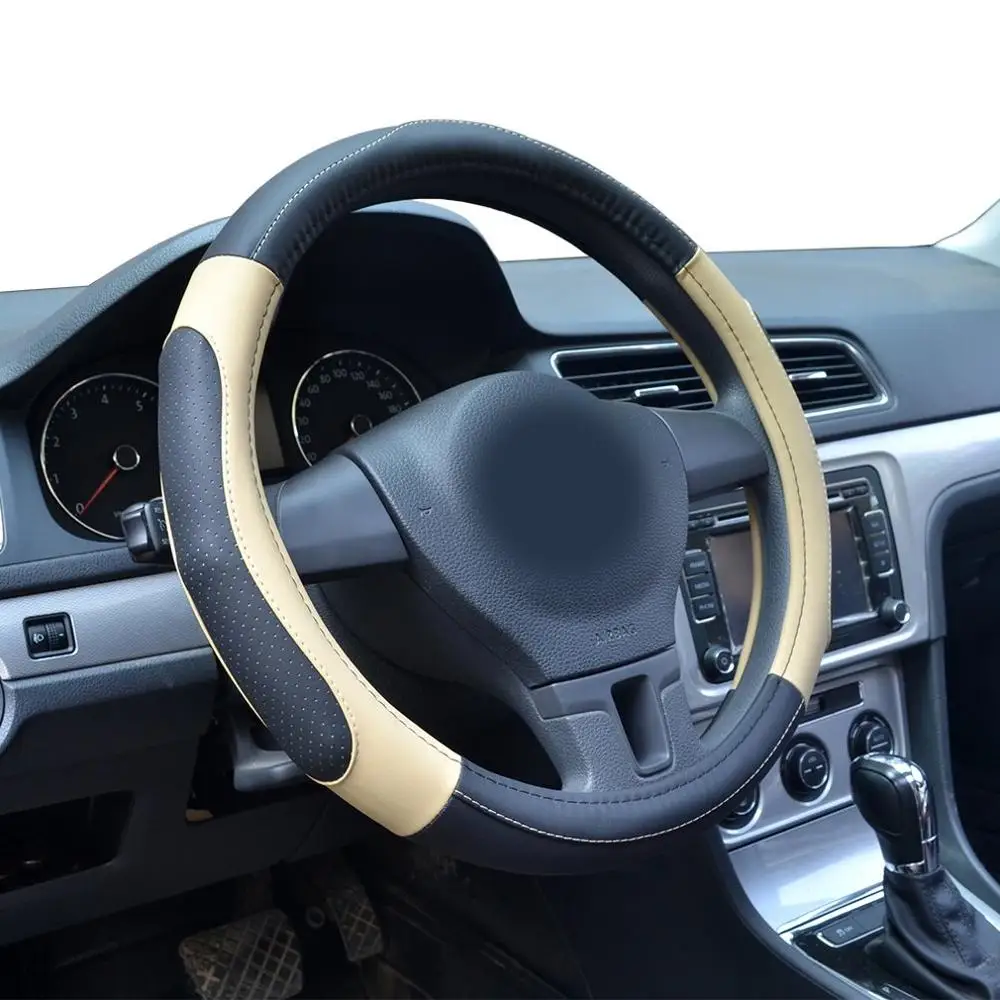 38 см Универсальный Авто Кожаный руль покрытие для интерьера автомобильные чехлы нескользящий держатель протектор