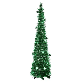 

3.94FT Collapsible Christmas Tree Tinsel Xmas Tree Artificial Pencil Sequins Trees for Fireplace Party Decoration