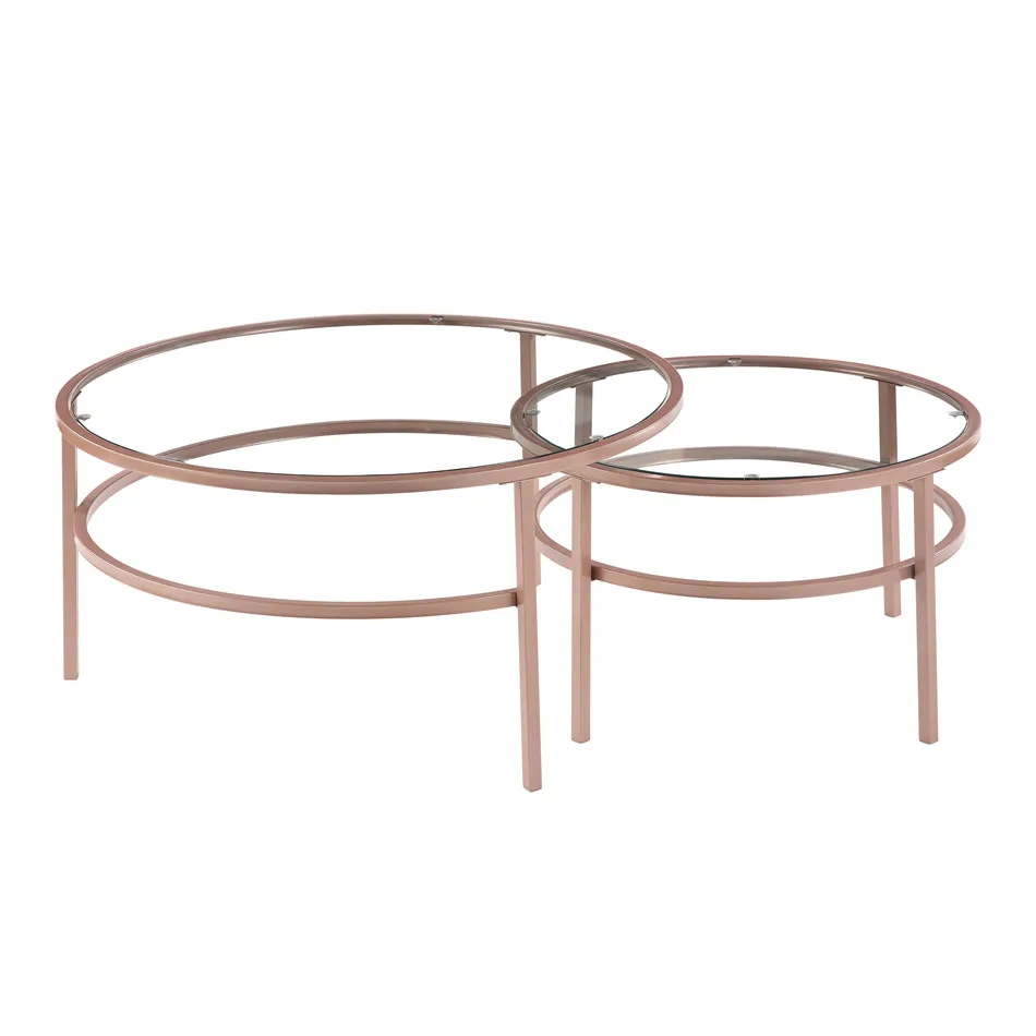 

2 In 1 Combination Modern Round Cafe Table Metal Coffee Table for Living Room Easy Assembly Coffee Table For Living Room