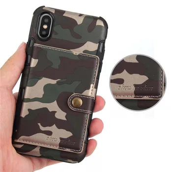 

Tikitaka Army Green Flip Phone Cover For iPhone XR X XS Max XS 7 8 6 6SPlus Camouflage Wallet Cases For Samsung A50 A70