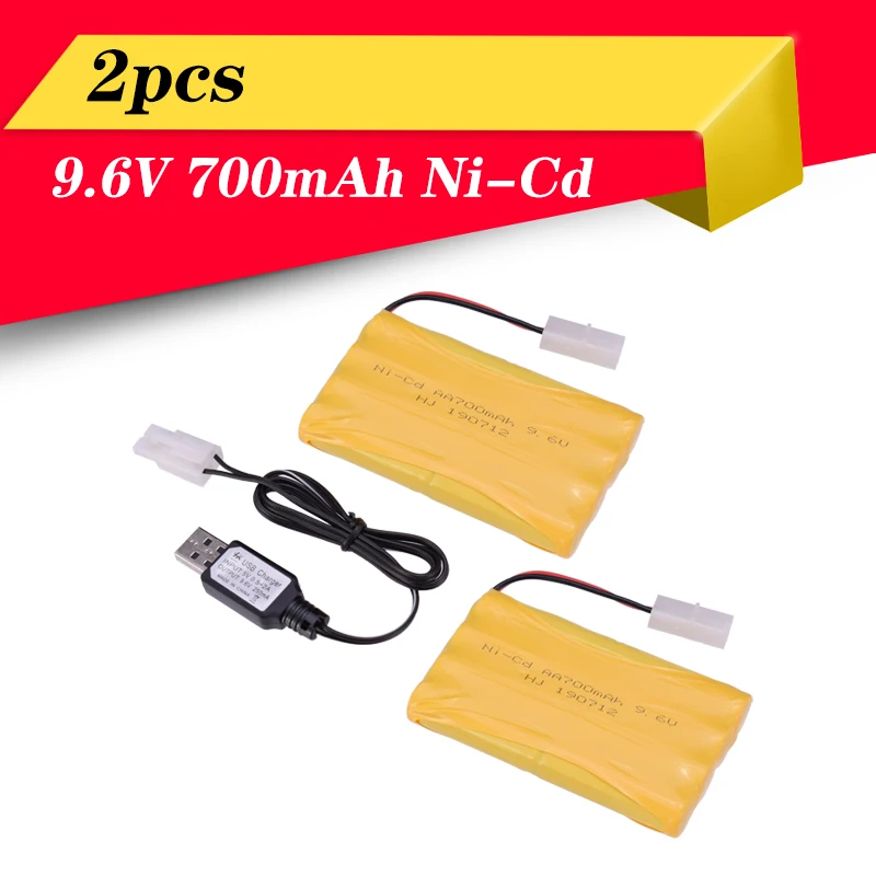 

High Quality Battery 2pcs 9.6V 700mAh Ni-Cd AA Battery Pack Rechargeable For RC Car Toys KET-2P Plug