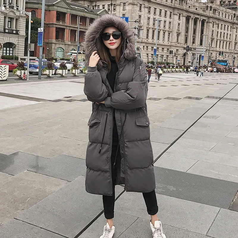 

INS down Jacket Cotton-padded Clothes Women's Mid-length over-the-Knee 2019 New Style Korean-style Hooded Cotton-padded Jacket L