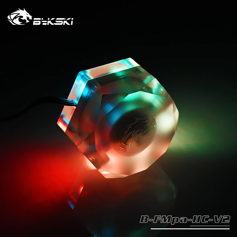 Bykski Акриловые расходомер 6-Way G1/4 нити 5V A-RGB светильник для ореолом Хладагент фильтр водяного охлаждения Cooler фиттинги 6-Way отверстия фильтр