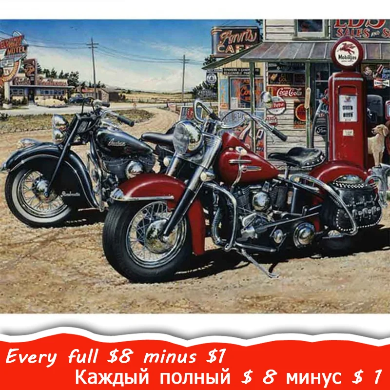 

Motorcycle Diamond Painting Cross Stitch Needlework Mosaic Scenic Full Square 5D DIY Diamond Embroidery Home Decor LK1