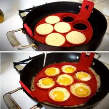 7 отверстий, антипригарная блинница, сделай сам, инструмент для приготовления пищи, круглое сердце, блинница, сковорода, флип-обжаривание яиц, форма для кухни, Аксессуары для выпечки