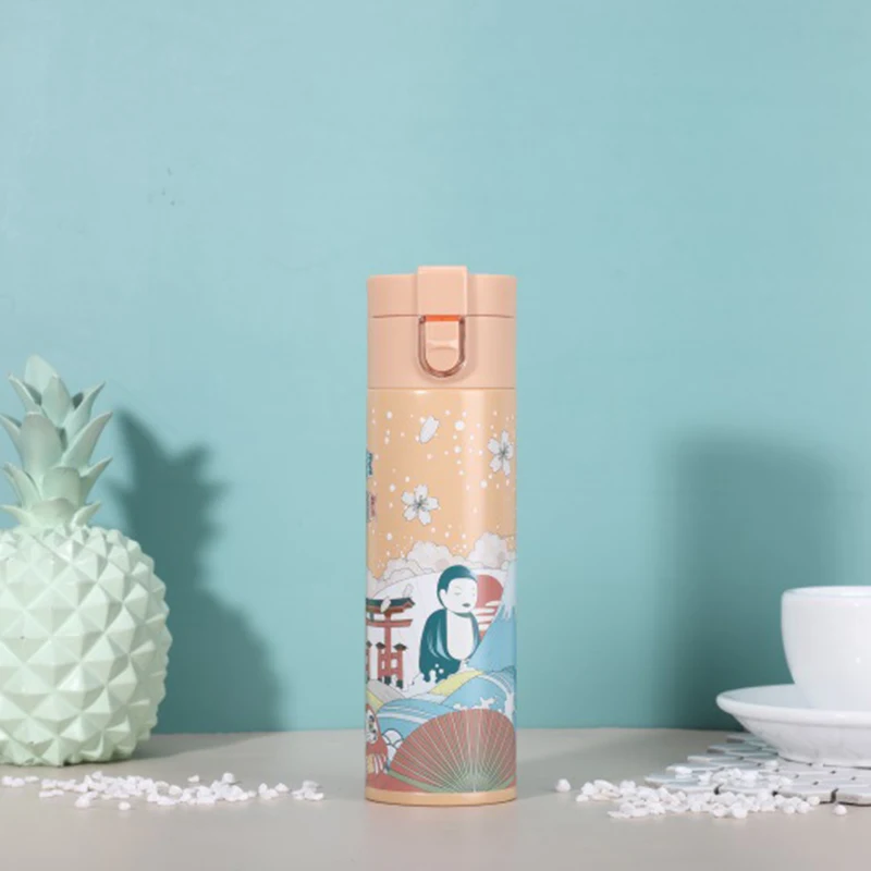 Botique-500Ml термо бутылка для воды из нержавеющей стали вакуумная колба кружка чашка кофе термо бутылка кружка для путешествий - Цвет: Orange