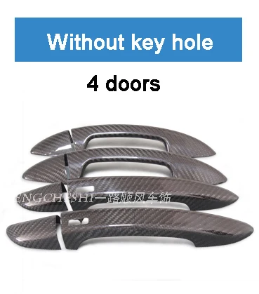 4 without key hole Автомобильный Стайлинг из углеродного волокна Автомобильная дверная ручка для внешней отделки крышки для Volkswagen POLO UP Beetle Tiguan Sagitar TT TTS стикер - Название цвета: 4 without key hole