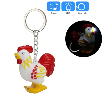 

Led Light Cock Keychain Bag Accessories Music Sound Cute Cartoon Keyfob Kids Toy Gift Charm Pendant For Bag Women Key Ring New