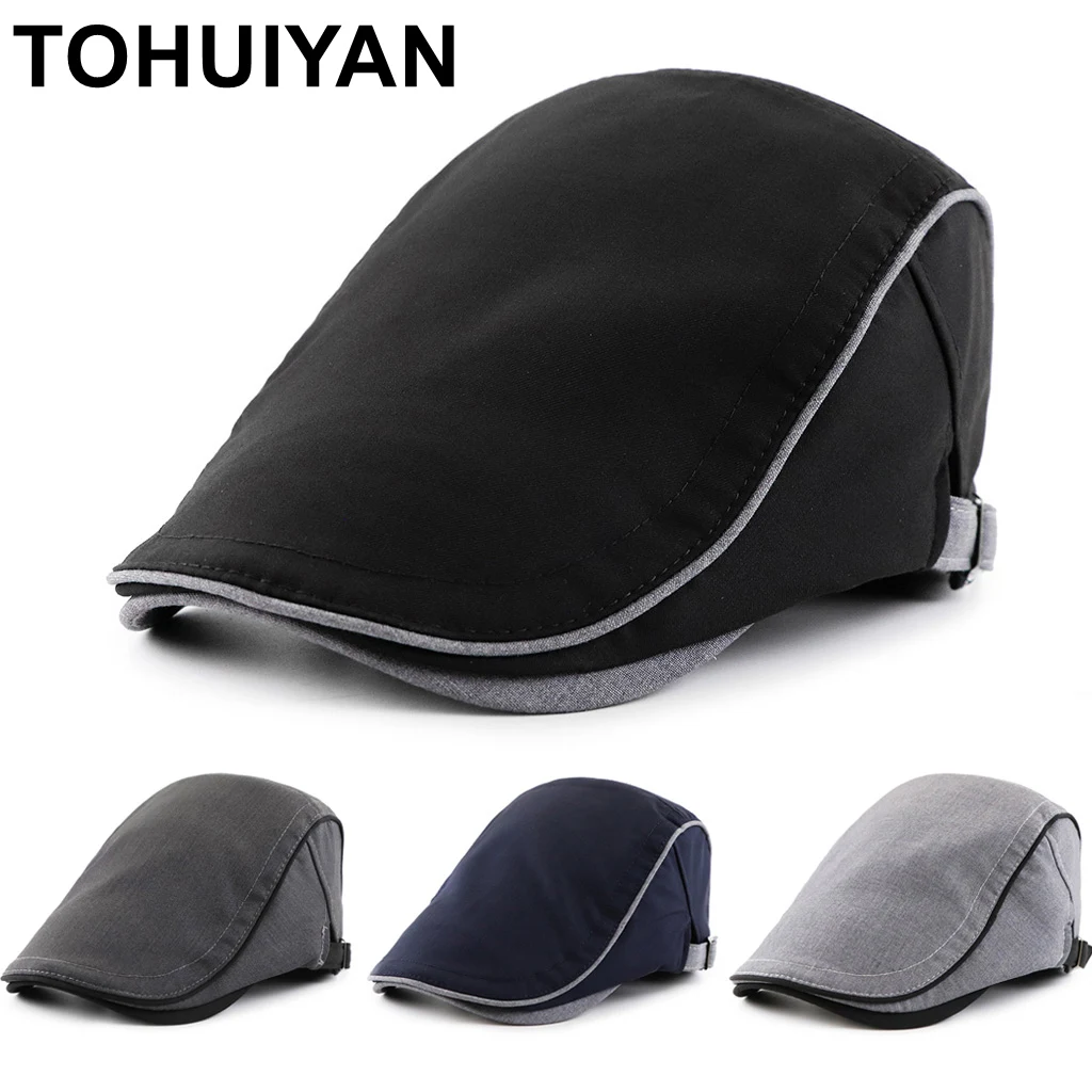 

TOHUIYAN Classic Newsboy Caps For Men Spring Summer Duckbill Cabbie Hat Baker Boy Casual Golf Hats Fashion Gentleman Flat Caps