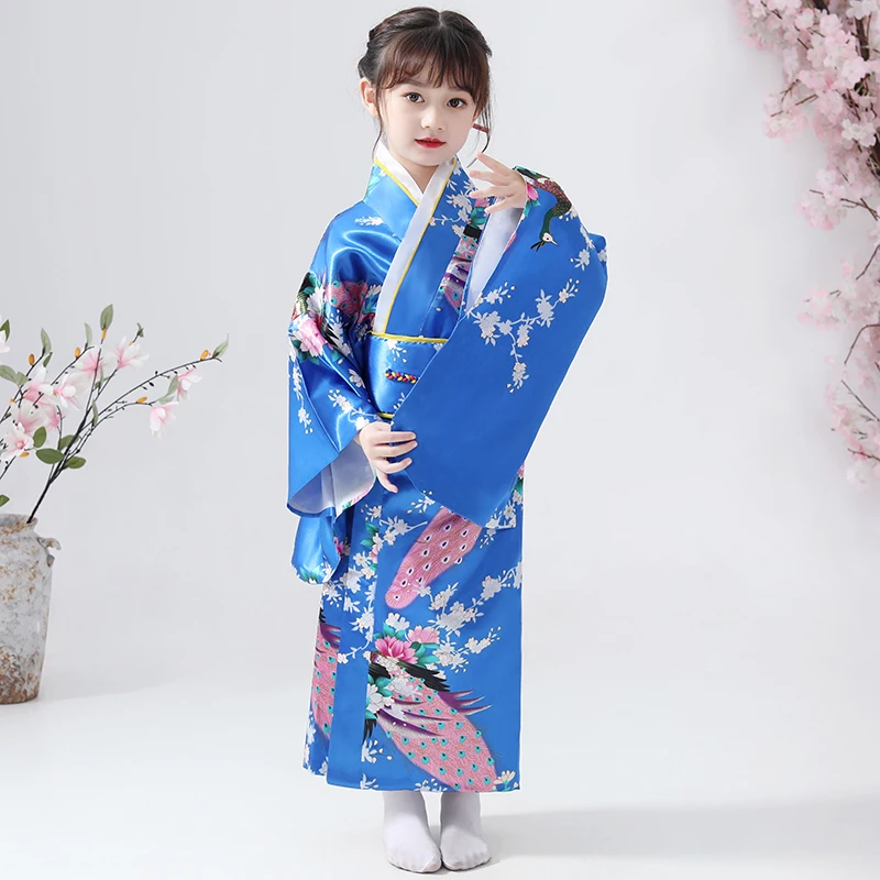 Новое японское кимоно для девочек, традиционный костюм юката на Хэллоуин для маленьких детей среднего возраста, Национальный сценический костюм - Цвет: 4