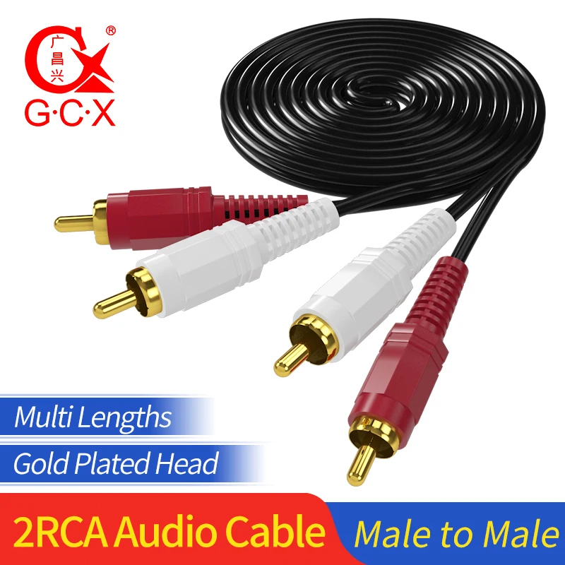 GCX 2RCA штекер мужской стерео аудио кабель позолоченный Aux динамика для домашнего