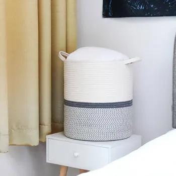 

Cotton Rope Basket Blanket Storage Bucket With Long Handles Decorative Clothes Hamper Basket Extra Large Baskets For Pillows