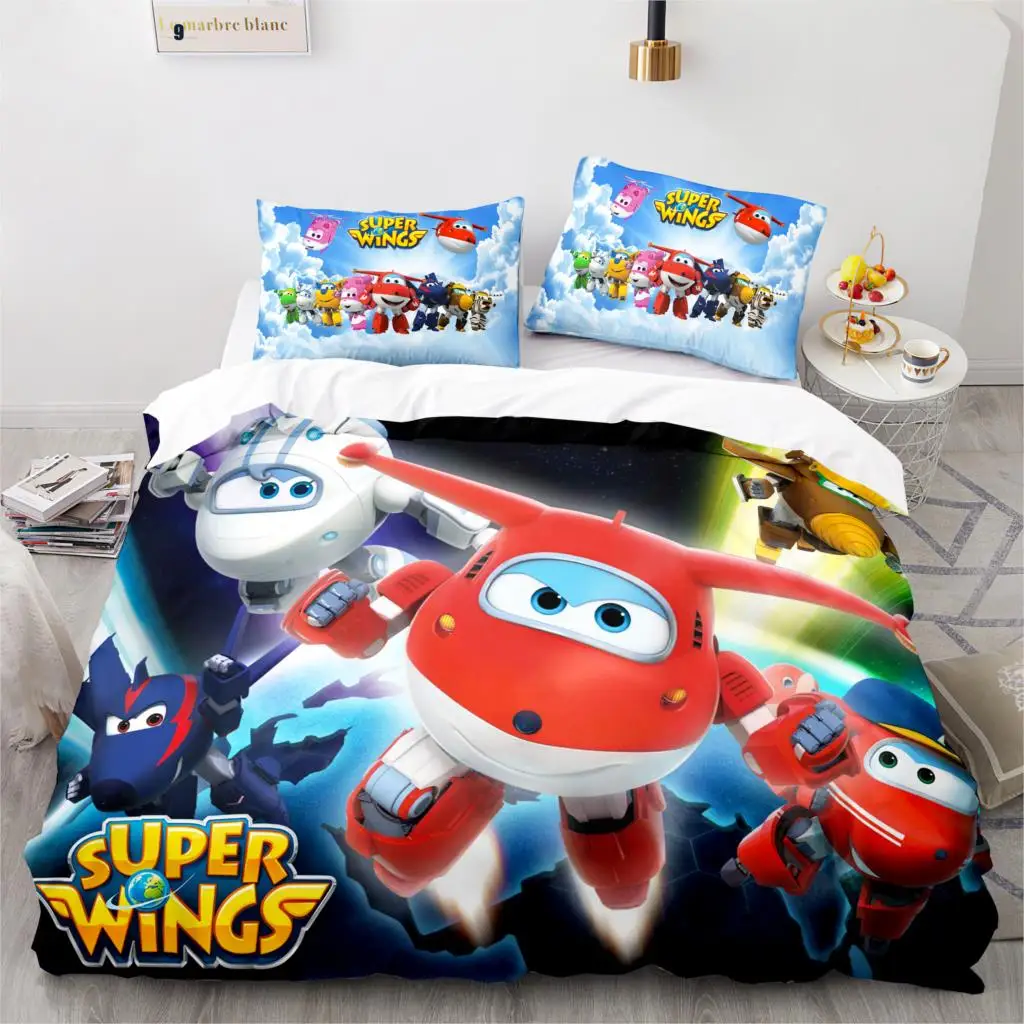 

Super Wings Bedding Set Bedspread Single Twin Full Queen King Size Game Super Wings Bed Set Kid's Kid Bedroom Duvetcover 10