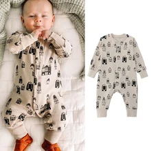 Combinaison en coton à manches longues pour bébé garçon, vêtements de nuit