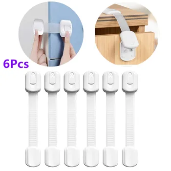 

6Pcs Baby Safety Fridge Drawer Cupboard Cabinet Protection Strap Lock Children Security Protector 3M Adhesive No Drilling