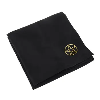 

1 Pc 60*60cm Black Polyester Tarot Tablecloth Board Game Pentacle Embroidery Tarot Tablecloth