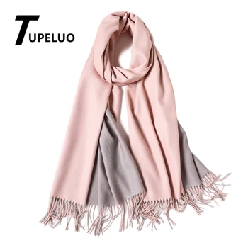 

A Scarf In Two Colors Winter Scarf Women Thick Warm Shawls and Wraps Solid Cashmere Scarves Two-sided Usable Tassels Pashmina