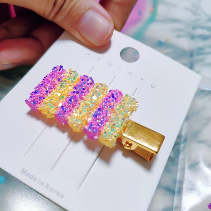 Hair Scrunchies For Girls Sequin Glitter women Elastic Hair Bands Women Pink Sweet Ponytail Holder Rope Bling Hair clip orange