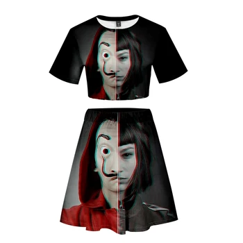

La casa de papel Two Piece Skirt Set Hot Money Heist Polyester Fashion Casual Cool Summer Fashion Suit
