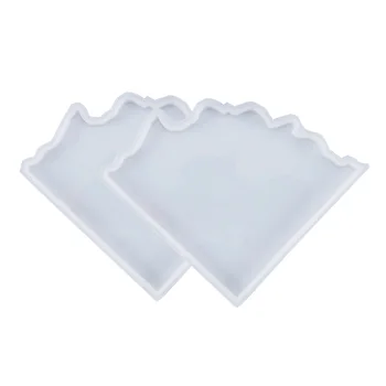 

2Pcs Irregular Table Setting Coaster Diy Crystal Epoxy Mold Splicing Jewelry Decoration Mirror Silicone Mold