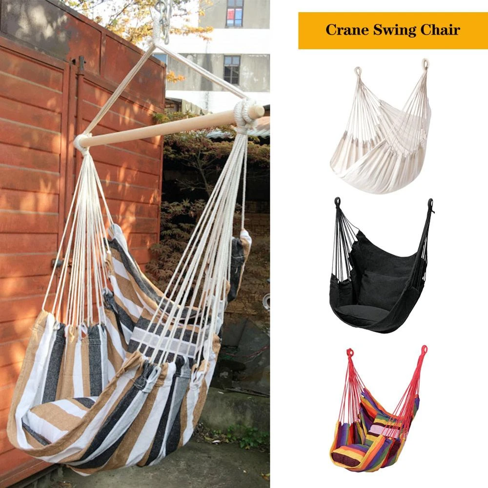 Portable Hammock Chair Hanging Rope Chair Swing Chair Seat With 2 Pillows For Garden Indoor Outdoor Fashionable Hammock Swings Hammocks Aliexpress