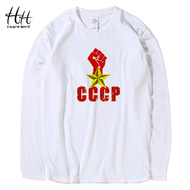 HanHent уникальная русская футболка Мужская CCCP с Советским Союзом хлопковая круглым